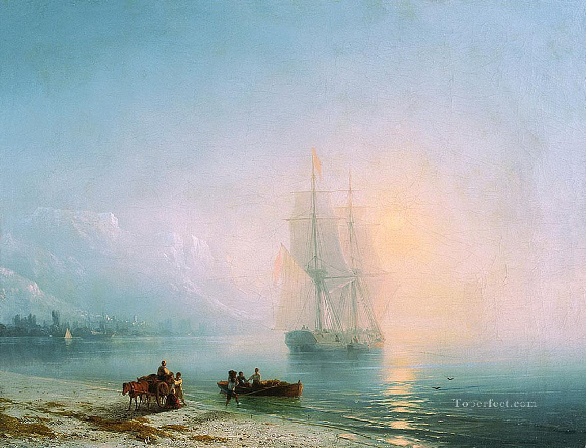 穏やかな海 1863 ロマンチックなイワン・アイヴァゾフスキー ロシア油絵